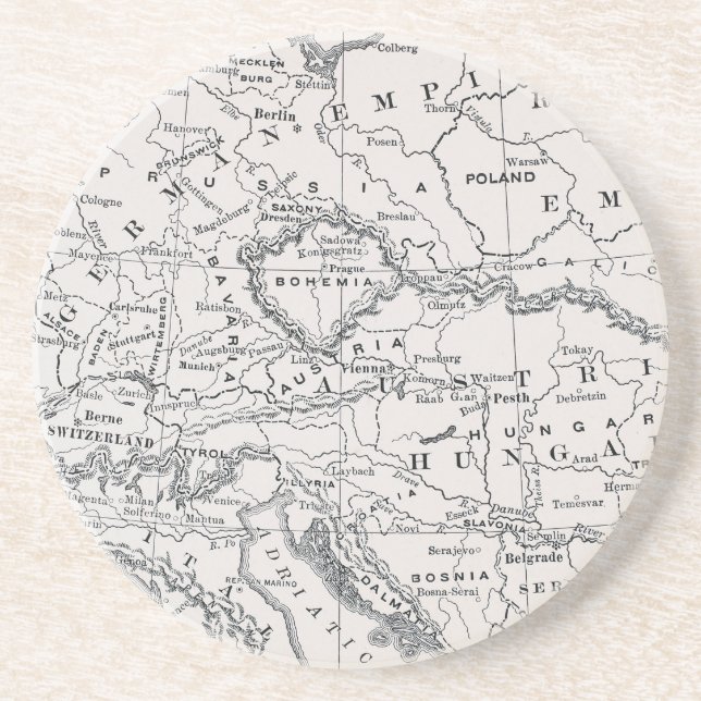 DESSOUS DE VERRE EN GRÈS CARTE : L'ALLEMAGNE ET L'AUTRICHE (Devant)