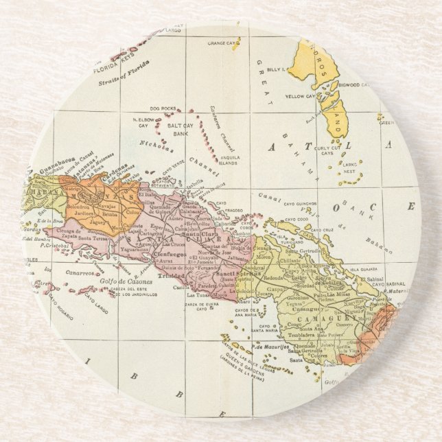 Dessous De Verre En Grès CARTE : Le CUBA, 1900 (Devant)