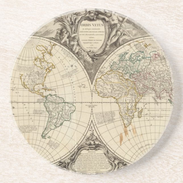 Dessous De Verre En Grès Carte mondiale 8 (Devant)