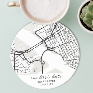 Dessous De Verre En Grès Carte personnalisée "Où nous nous sommes rencontré