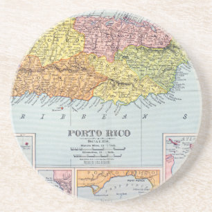 DESSOUS DE VERRE EN GRÈS CARTE : PORTO RICO, 1900