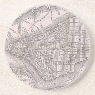 Dessous De Verre En Grès Carte vintage de New York City (1886)