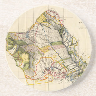 Dessous De Verre En Grès Carte vintage d'Oahu Hawaï (1906)