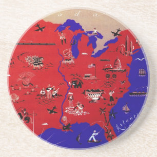 Dessous De Verre En Grès Carte vintage du Bureau de tourisme des États-Unis