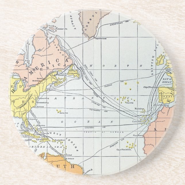 DESSOUS DE VERRE EN GRÈS CARTE : VOYAGES ATLANTIQUES (Devant)