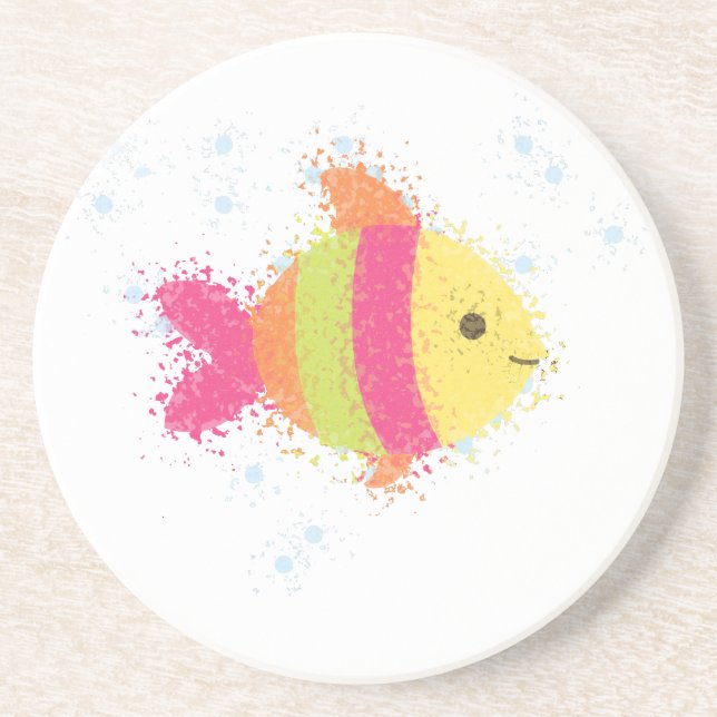 Dessous De Verre En Grès Carton de poisson mignon (Devant)