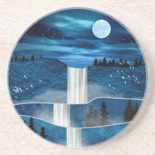 Dessous De Verre En Grès Cascade bleue