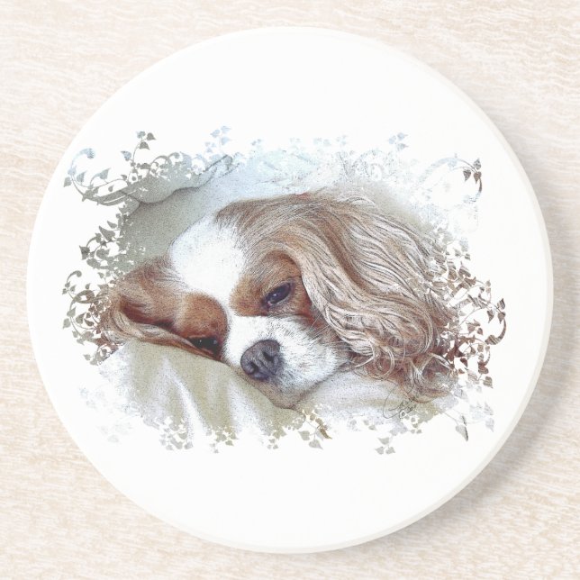 Dessous De Verre En Grès Cavalier King Charles Spaniel (Devant)
