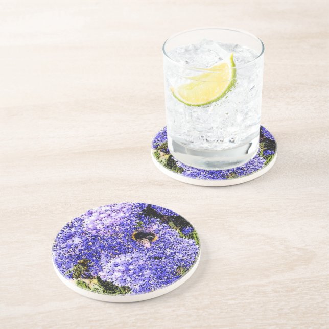 Dessous De Verre En Grès Ceanothus Fleur Blossom Bee (Côté)