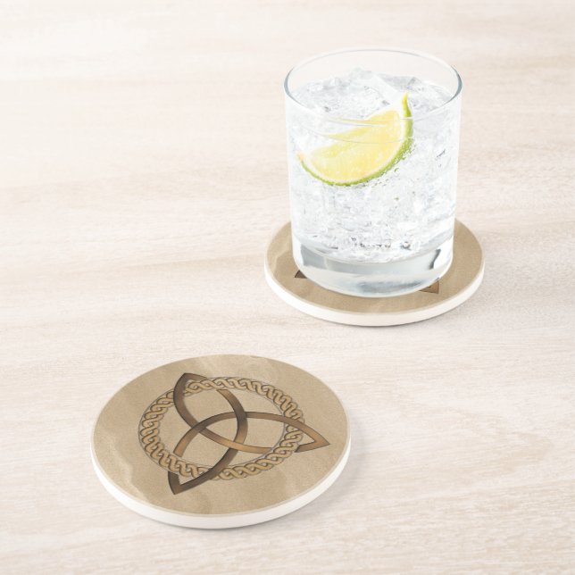 Dessous de verre en grès Celtique Triquetra Trinit (Côté)