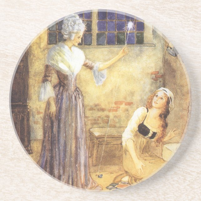 Dessous De Verre En Grès Cendrillon de conte de fée vintage avec Fairy Gomè (Devant)