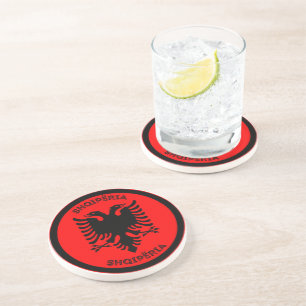Dessous De Verre En Grès Cercle de l'aigle noir albanais 