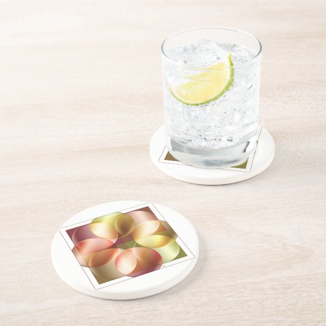 Dessous De Verre En Grès Cercles carrés (Côté)