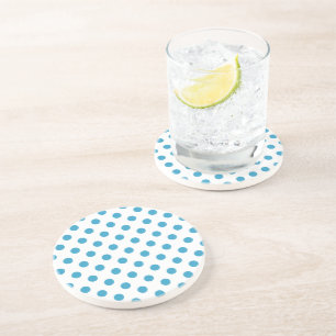 Dessous De Verre En Grès Cercles Pois bleu paon