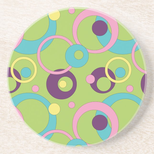 Dessous de verre en grès Cercles Verts Funky (Devant)