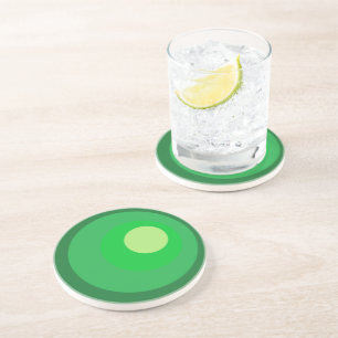 Dessous De Verre En Grès Cercles verts rétro