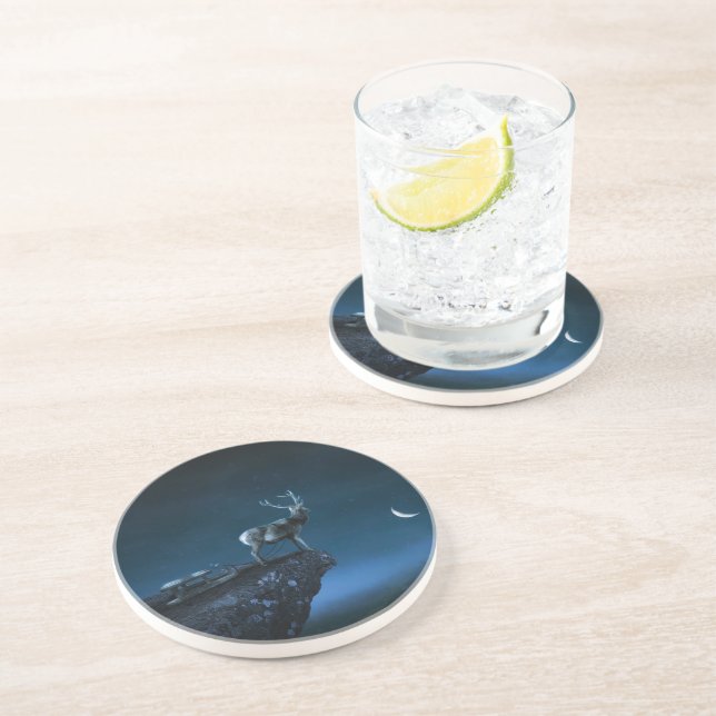 Dessous De Verre En Grès cerf au clair de lune (Côté)