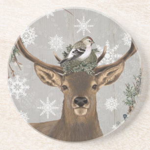 Dessous De Verre En Grès cerf d'hiver vintage moderne