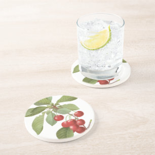 Dessous De Verre En Grès Cerises rouges botaniques