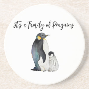 Dessous De Verre En Grès C'est une famille de pingouins en aquarelle