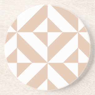 Dessous De Verre En Grès Chaleureux Beige Géométrique Motif