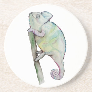Dessous De Verre En Grès Chameleon à aquarelle mignonne