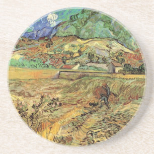 Dessous De Verre En Grès Champ de blé clos avec paysan de Vincent van Gogh