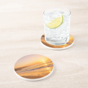 Dessous De Verre En Grès Champ de lavande en fleurs au coucher de soleil do