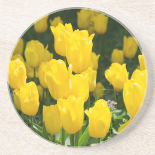 Dessous De Verre En Grès Champ de tulipes jaune vif