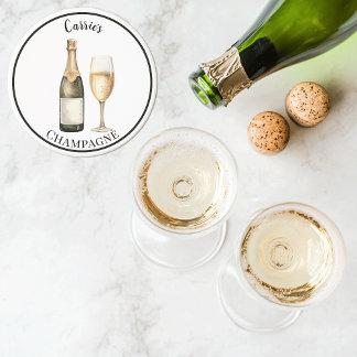 Dessous De Verre En Grès Champagne Prosecco Lover Nom Pierre