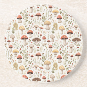 Dessous De Verre En Grès Champignons et fleurs forestières
