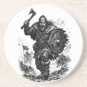 Dessous De Verre En Grès Charge du guerrier Viking - Bataille d'encre