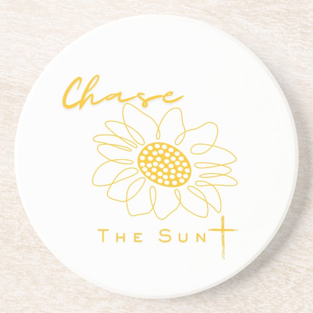 Dessous De Verre En Grès "Chase the Sun" Sunflower Stone Coaster (Devant)