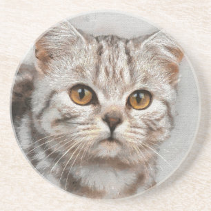 Dessous De Verre En Grès chat