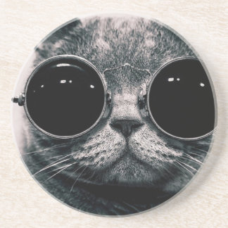 Dessous De Verre En Grès chat cool kat avec des lunettes de soleil