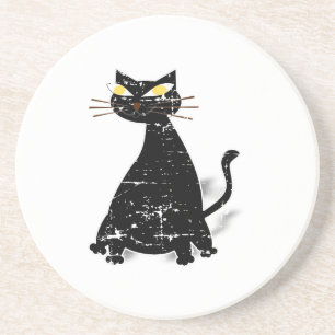 Dessous De Verre En Grès Chat gras noir désossé