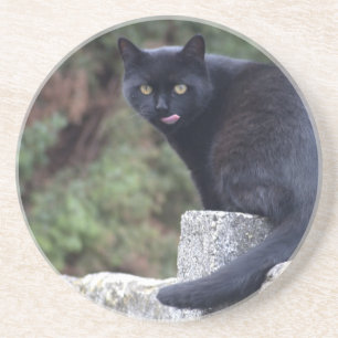 Dessous De Verre En Grès Chat noir