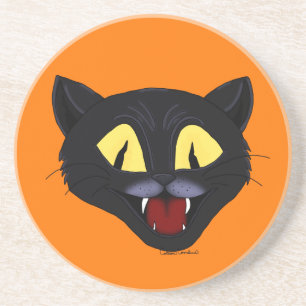 Dessous De Verre En Grès Chat noir d'Halloween