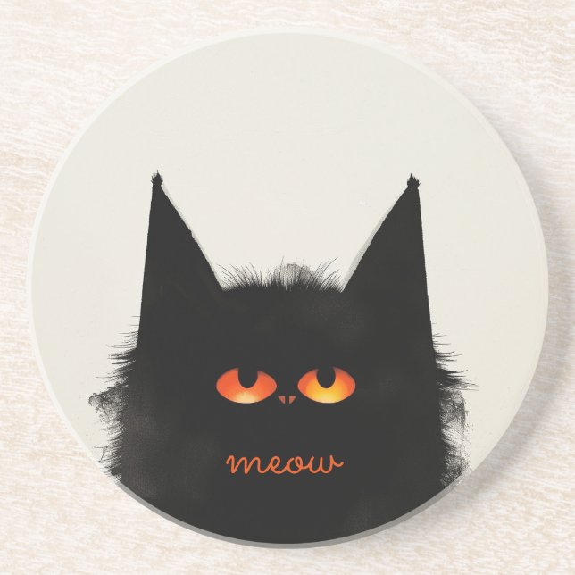 Dessous De Verre En Grès Chat noir grumeux (Devant)