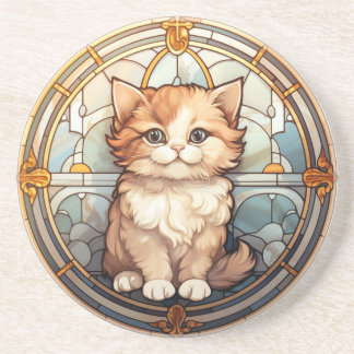Dessous De Verre En Grès Chatte en verre tendu Élégant Hazel-Eyed Cat Art