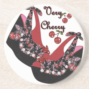 Dessous De Verre En Grès Chaussures RAB Rockabilly Very Cherry