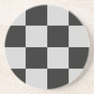 Dessous De Verre En Grès Checkered Black & White Squares or CUSTOM COLOR