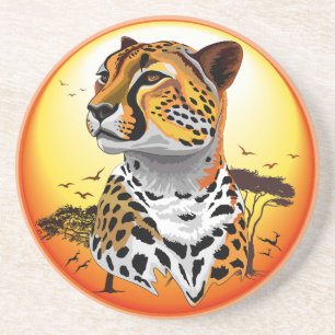 Dessous De Verre En Grès Cheetah African Feline Wild Animal