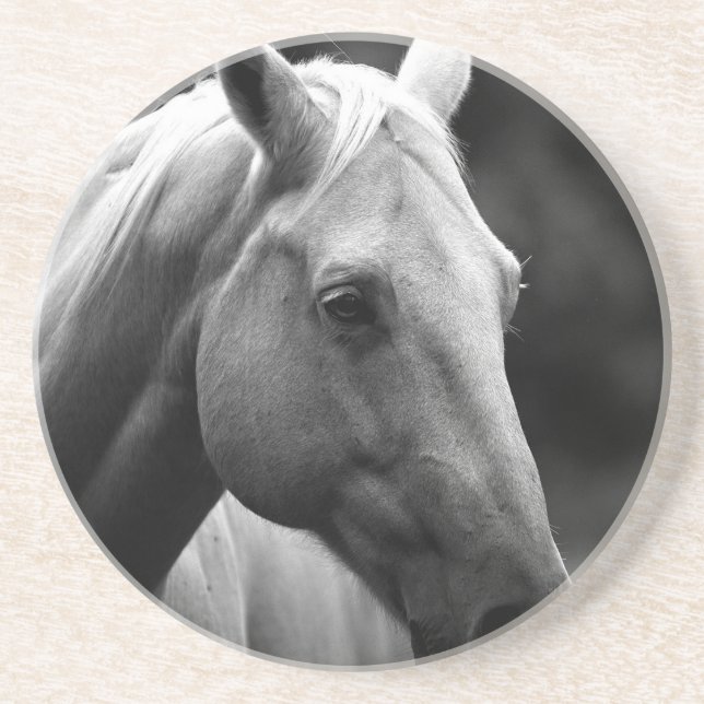 Dessous De Verre En Grès Cheval blanc noir (Devant)