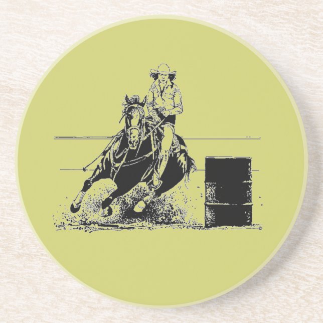 Dessous De Verre En Grès Cheval de course de baril (Devant)