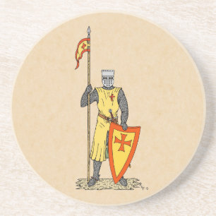 Dessous De Verre En Grès Chevalier médiéval Début du XIIIe siècle