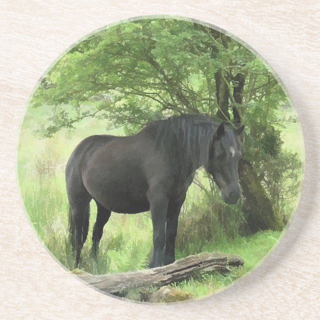 DESSOUS DE VERRE EN GRÈS CHEVAUX (Devant)