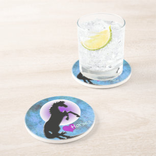 Dessous De Verre En Grès Chevaux de coeur V (bleu/vert)