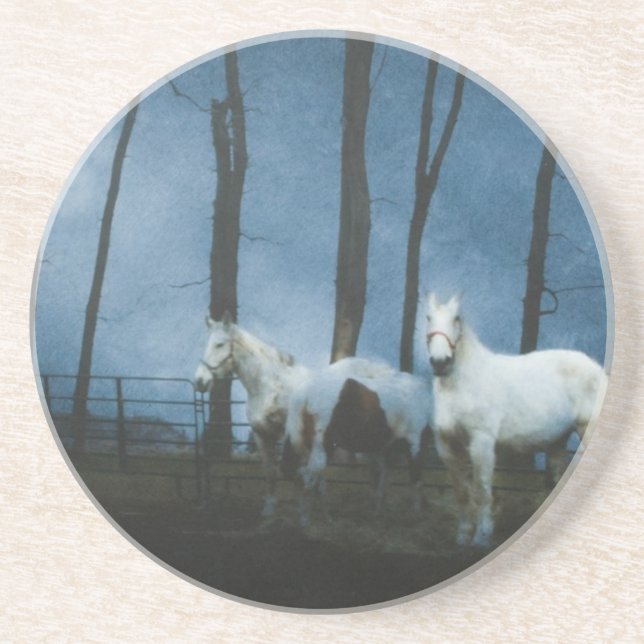 Dessous De Verre En Grès Chevaux fantômes à minuit (Devant)