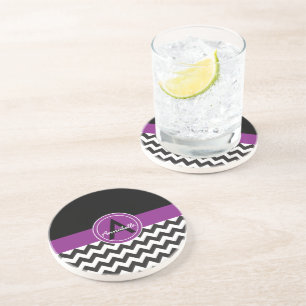 Dessous De Verre En Grès Chevron pourpre noir